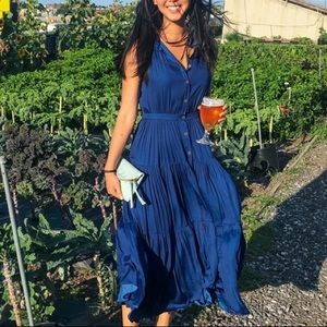 Banana Republic blue silk midi dress